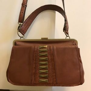 Jessica Simpson Lola Frame Satchel - saddle brown